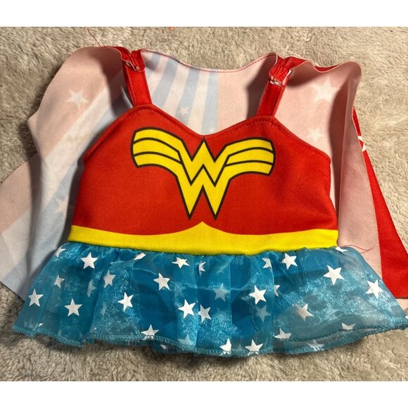Build A Bear Workshop Wonder Woman Plush Bear With Cape & Tutu 16" Red Blue Gold - Picture 12 of 16